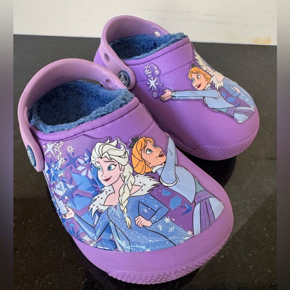 Frozen Purple Fleece Lined Crocs - C9